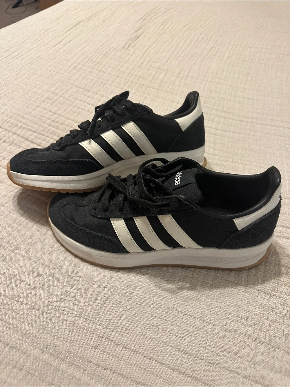 adidas Men’s Black Sneakers with White Three-Stripes